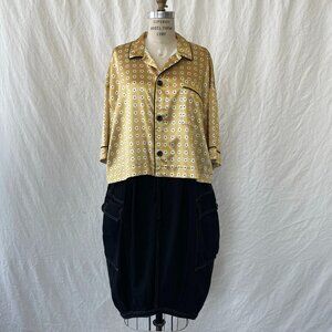 Gold Daisy PJ Crop with Black Piping